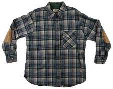 VTG 70s PENDLETON LOBO USA Men's sz XL Green Plaid Button Down Wool Trail Shirt