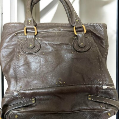 Excellent] Chloe Vintage Paddington Leather Bag Dark Brown