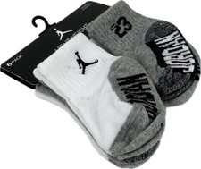 Nike Baby 6 Pk White Grey Ankle Cotton Cushion 23 Jordan Jumpman Sock Set 6-12 M