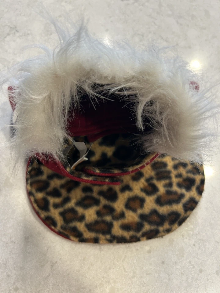 Simply Dog Wool Fur Blend Red Christmas Santa Coat Cheetah Print Medium Heart - Image 4 of 4