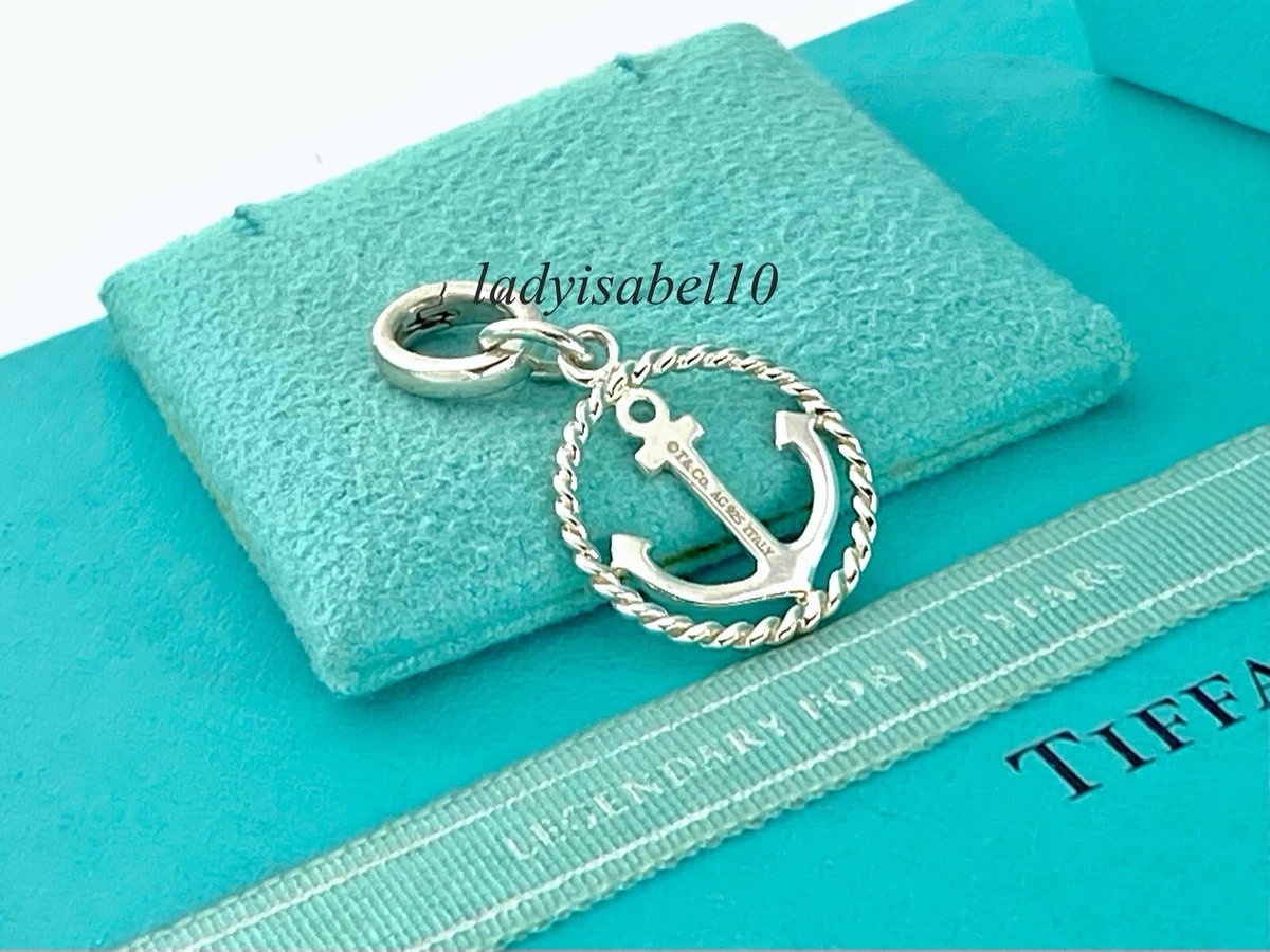 Tiffany Co Twist Anchor Circle Charm Pendant Oval Clasp Sterling Silver w Box