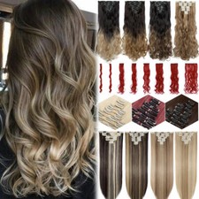 Clip In Hair Extensions Long Straight Full Head fashion Natural Hair Extention H