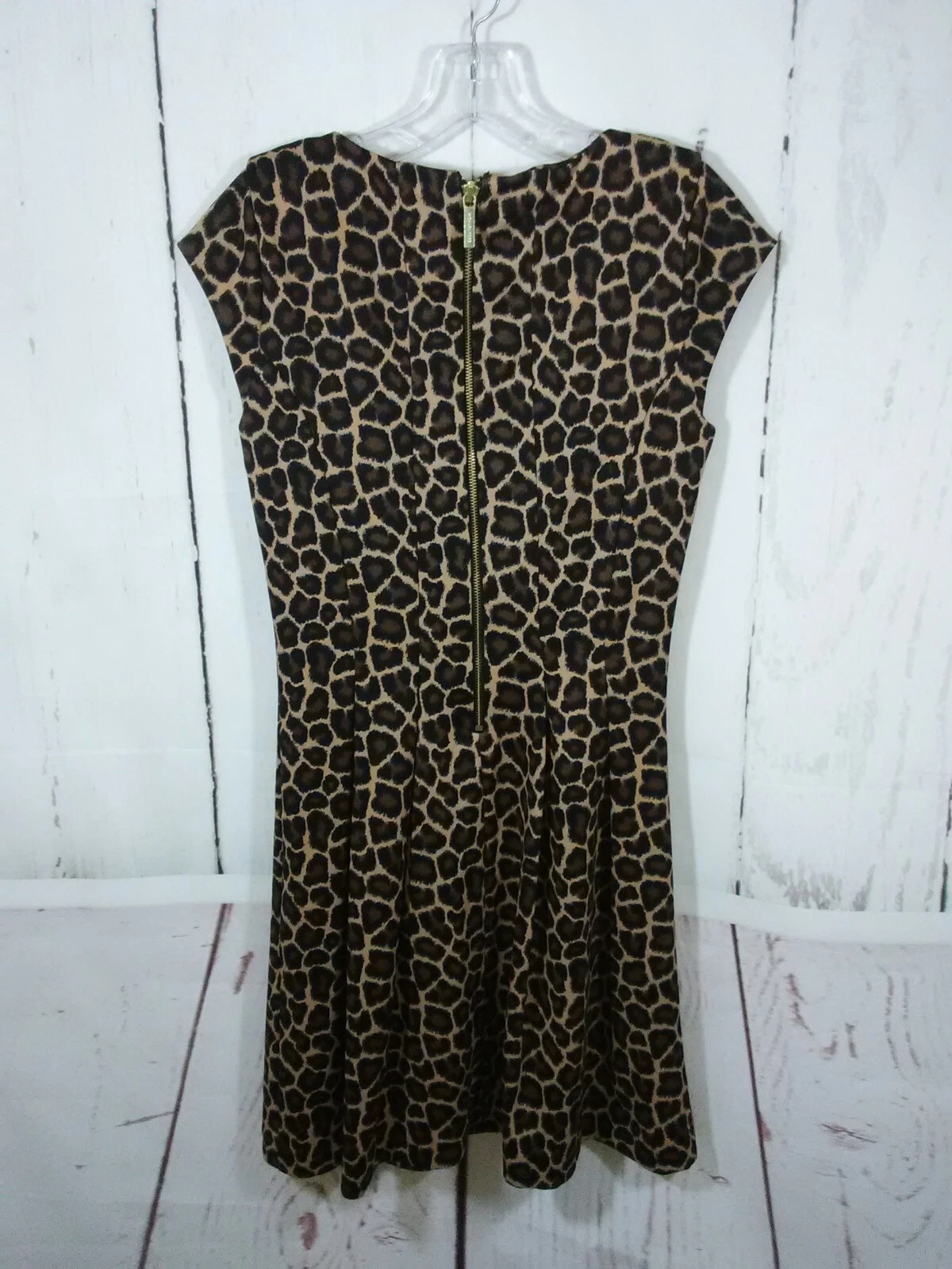 Abito Michael Kors donna taglia 4 leopardato stampa animalier cambio swing cappuccio manica