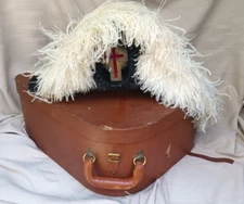 Masonic knights templar commanders hat with case vintage