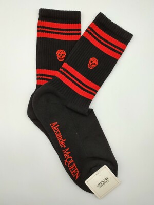 $125 Alexander McQueen Wmn Black Mid-Calf Stripe Skull Sport