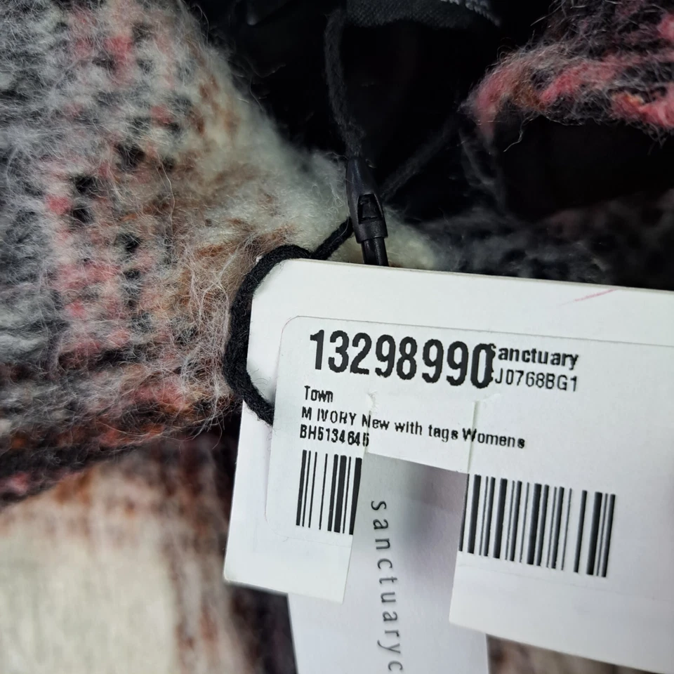 Sanctuary Jacket Womens Medium Ivory Plaid Button Collared Town NEW NWT 7038 - Image 4 of 4