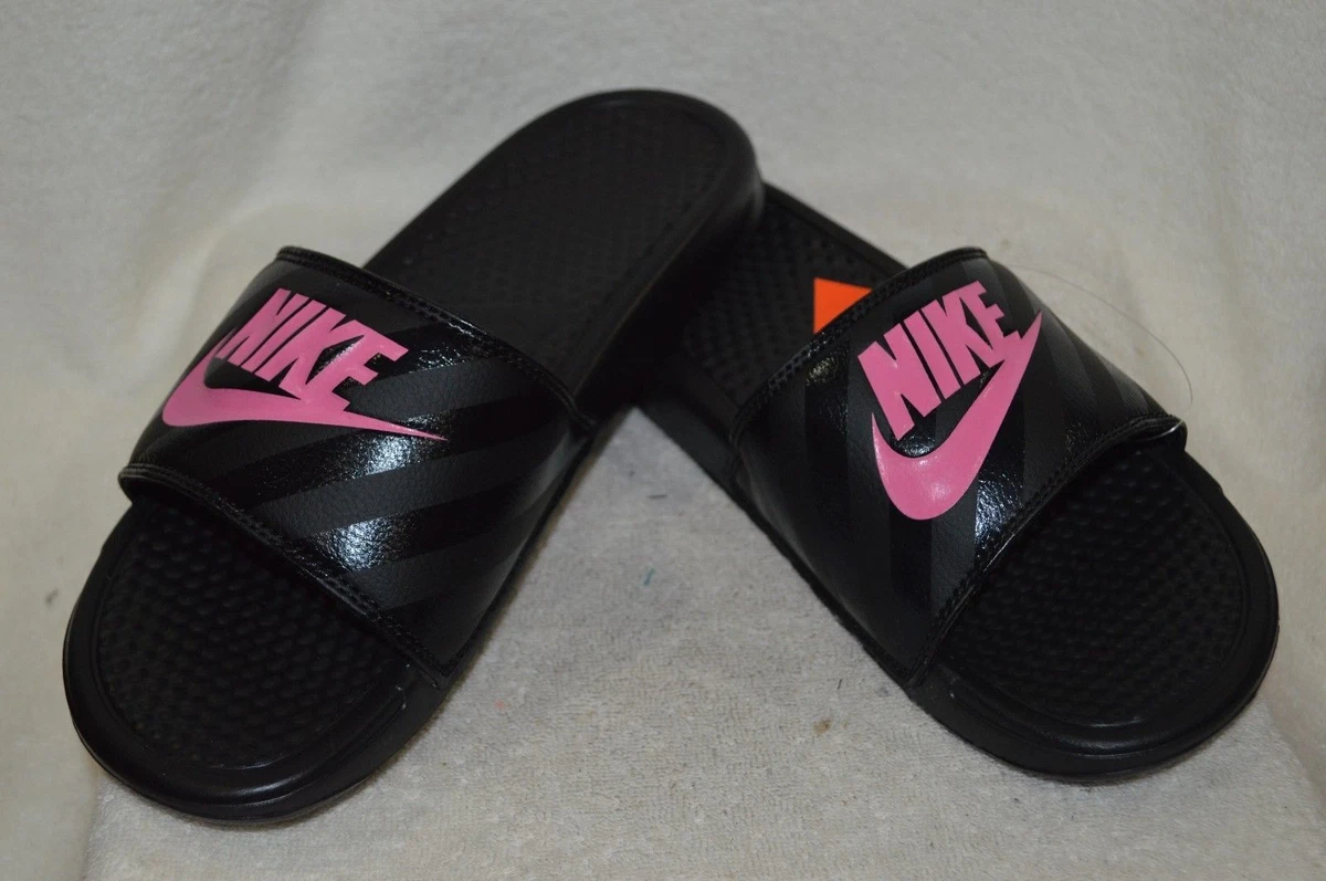Black and best sale pink nike slides