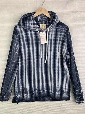 Chaser Women's Blue White Tie Dye Hoodie Stretch NEW Size M | eBay