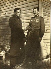 Two Military Men Soldiers WWII 1947 Vintage B W Photo Snapshot