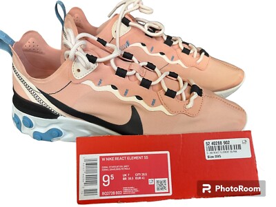 New W Nike React Element 55 Coral Pink Athletic Shoes Sz US 9.5