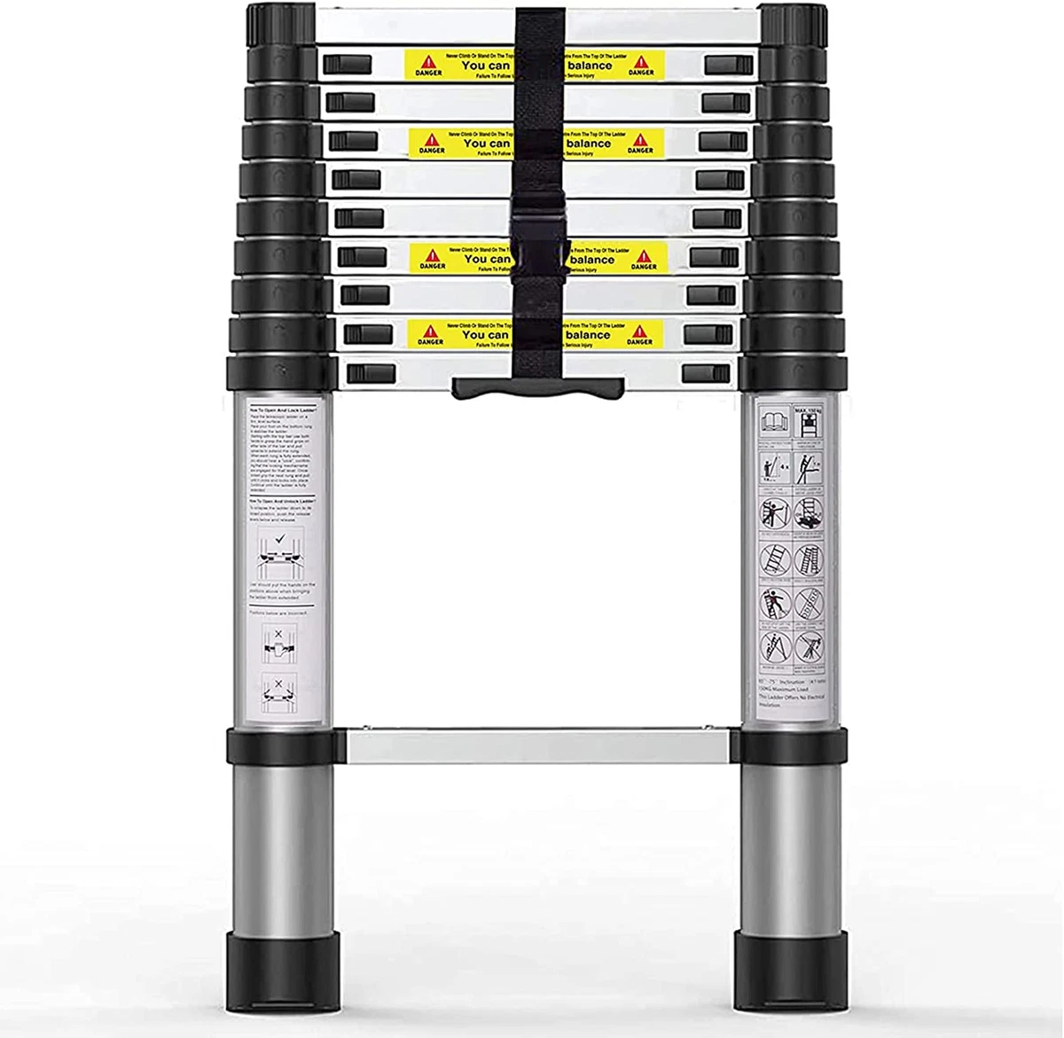 Winchids 10.5 FT Aluminium Telescoping Ladder Collapsible Extension Ladder with