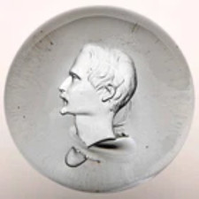 Antique St Mande Sulphide of Louis Napoleon III the President Glass Paperweight