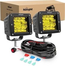 Nilight Led Spot Flood Light Pods 2Pcs 3Inch 42W Amber LED Pods with Wiring