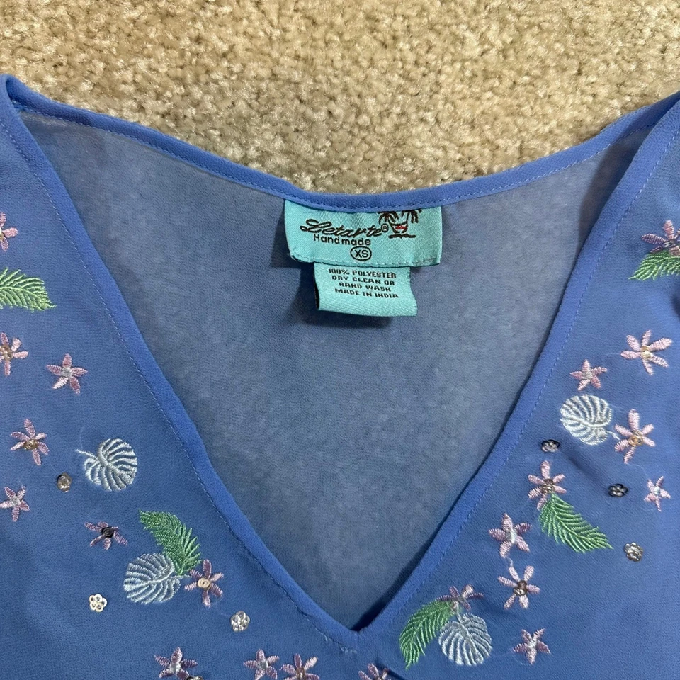 Прозрачная вышитая накидка Periwinkle синяя туника топ пляж бассейн курорт XS - Изображение 4 из 4