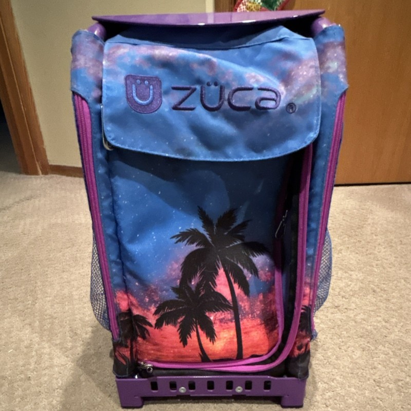 ZÜCA Rolling Travel Luggage Cart Purple Palm Tree Design MPN 11800