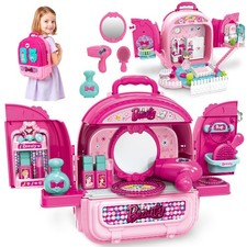 Beauty Vanity Backpack Toy   3 in 1 Makeup Playset, Dollhouse  Carry Case wi...