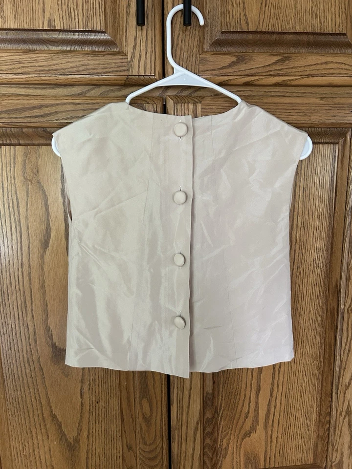 CREWCUTS Girls Tan Silk Metallic Ruffled Formal Tank Top Size 8 - Image 3 of 3