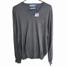 Vtg 90s Polo Ralph Lauren Pima Cotton Beck Sweater Black XL Preppy Prep Coastal