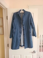 Blue Jean Jacket for Women, Mid-Length, Button Closure, Collared Pockets M
