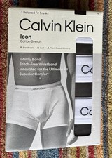 Image of Calvin Klein Icon Cotton Stretch Trunks/Pants/Briefs Size M, Black, 3 Pack