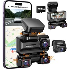 Dash Cam 4 Channel 360  Front Rear Inside DashCam, FHD 1080P Car Camera 128GB