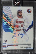 2024 Topps Pristine Encased Blue Refractor Auto /75 Trey Cabbage #PA-TC Angels