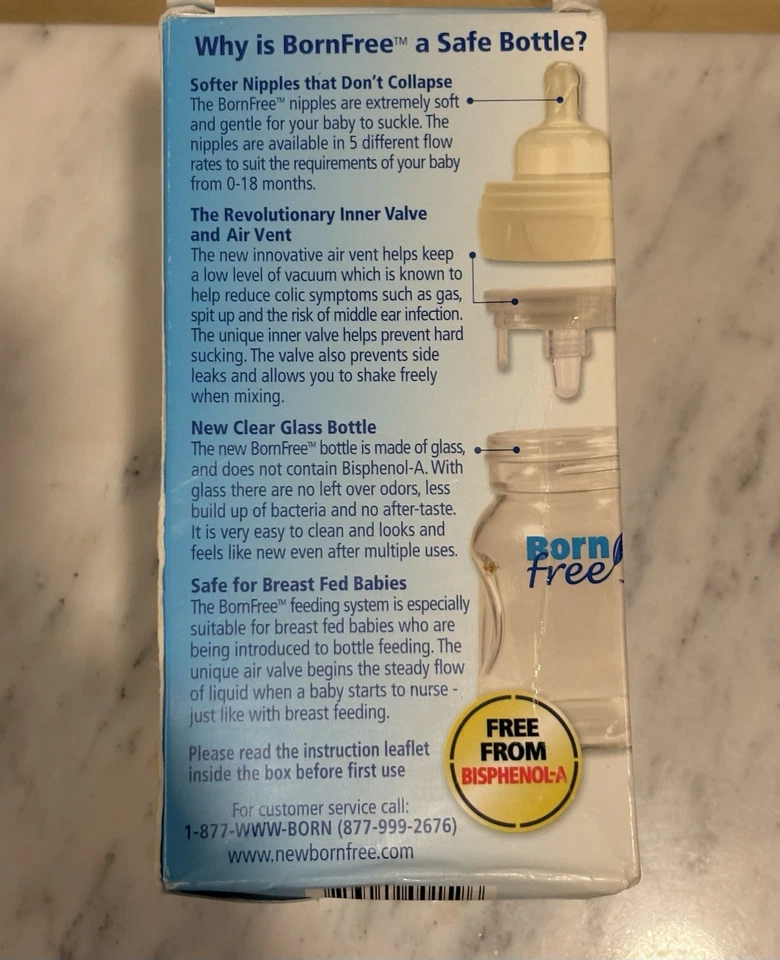 Born Free The Smart Glass Bottle Vented 5oz. 0+ Months Reduces Colic NEW! - Image 3 of 4
