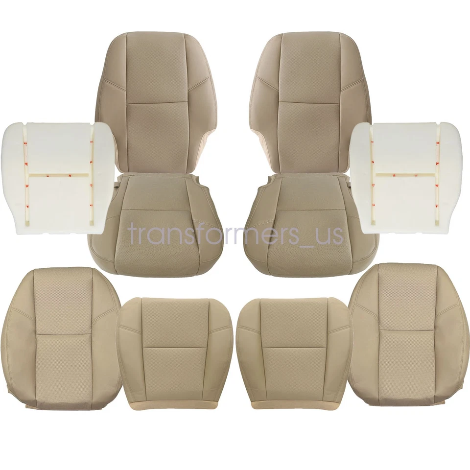 For 2009-2014 Cadillac Escalade Front / 2ND ROW PERFORATED Leather Cover Tan US - Image 2 of 4