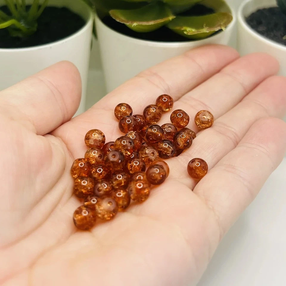 Коричневые стеклянные бусины с трещинами 6 мм - продавец из США - Изображение 2 из 3
