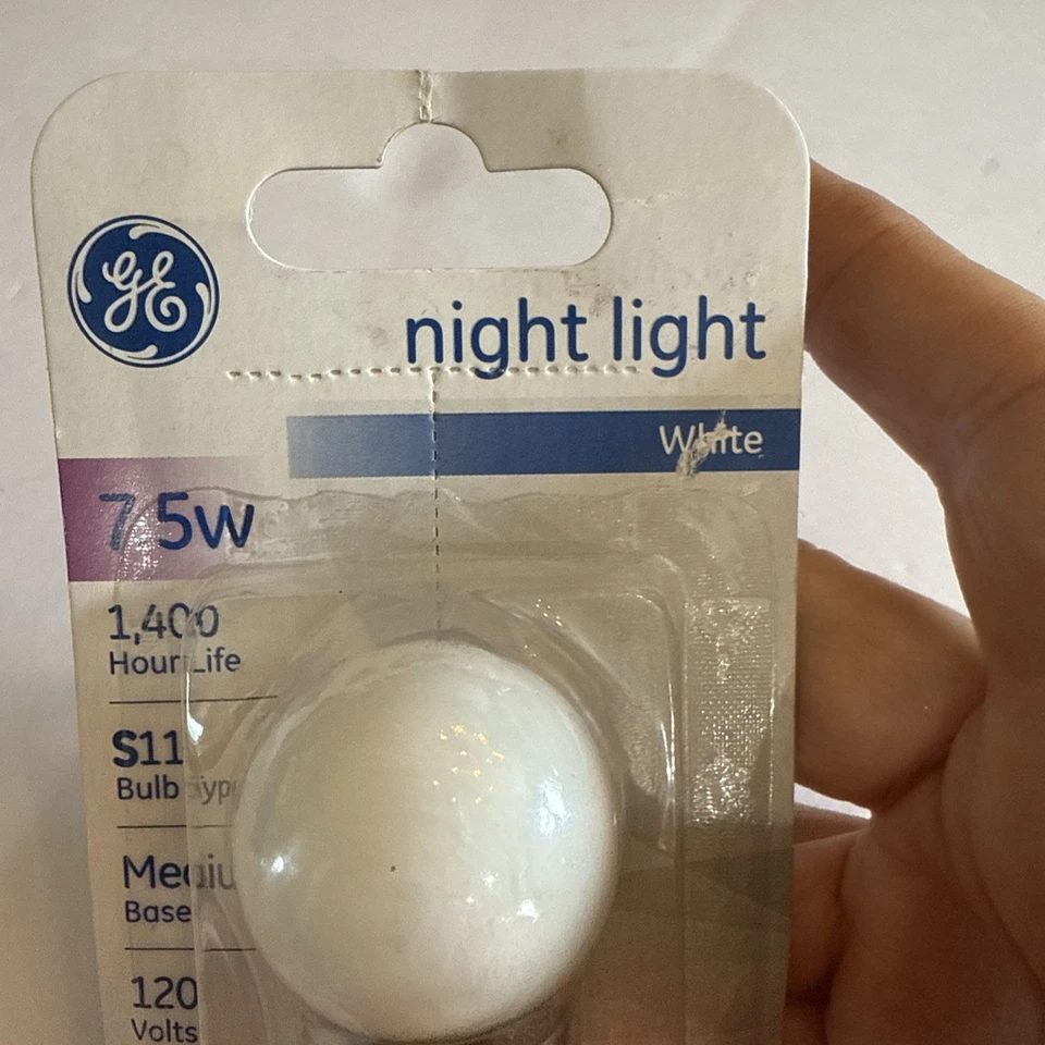 GE Nightlight Bulb S11, 7.5W Medium Base, White 120 Volts - Image 3 of 4