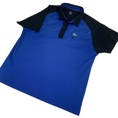 Lacoste Sport Mens Blue Black Colorblock Polo Shirt Zip Pocket FC 8546 Size XL