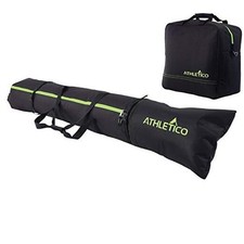 Ski  Boot Bag Combo  Store Skis Up to 200 CM Black with Green Trim Padded 