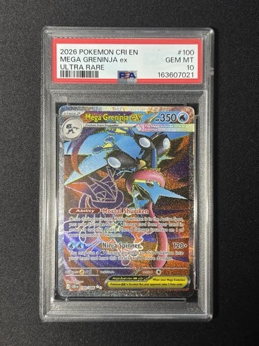 Mega Greninja ex 100/086 Me04: Chaos Rising Holo PSA 10💎💎