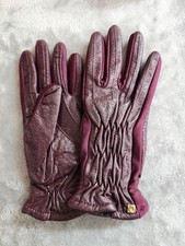 Etienne Aigner Vintage Oxblood Leather Suede Gloves Italy Women  s Small