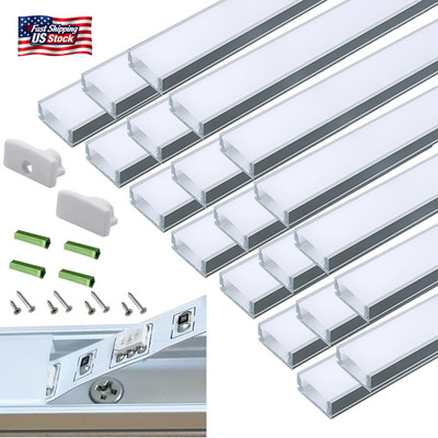 20-Pack Pre-Drilled Countersunk Hole 3.3FT/1 Meter LED Strip U Channel Diffuser,