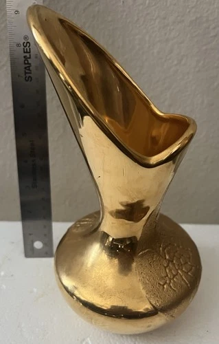 Haeger Aztec Gold Ceramic Vase Art Pottery Decorative Glossy USA 8 in