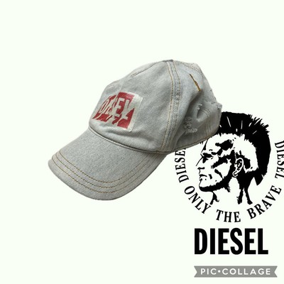 Diesel Men Denim Cap Damage Processing Y2K Size Free Luxury