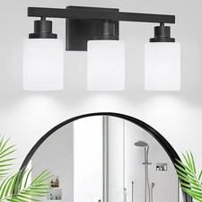 3-Light Bathroom Light Fixtures, Black Bathroom Vanity Light L2-B1