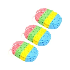 3 Pcs Oval Bath Sponge Seaweed Sponges Four Colors for Bathroom Tools