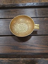 Vintage Z. Y. India Solid Brass Round Ashtray 5" Dia. Excellent, Jewelry Trinket