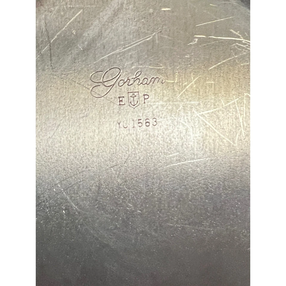 Gorham E.P. Silver Plated Oval Serving Tray Vintage Ornate Edges YC1563 - Image 4 of 4