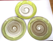 VTG Lot 3 Vreni Santa Anita Ware 1951 Green/Yellow Pottery Swirl Salads Saucer