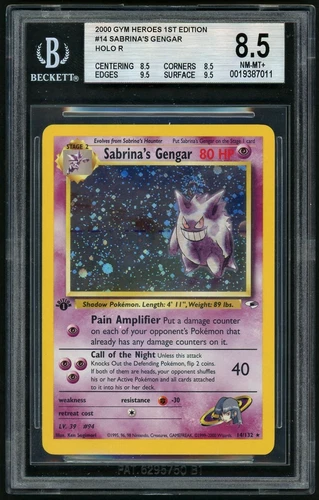 Pokemon Sabrina's Gengar 2000 Gym Heroes 1st Edition Holo Rare BGS 8.5