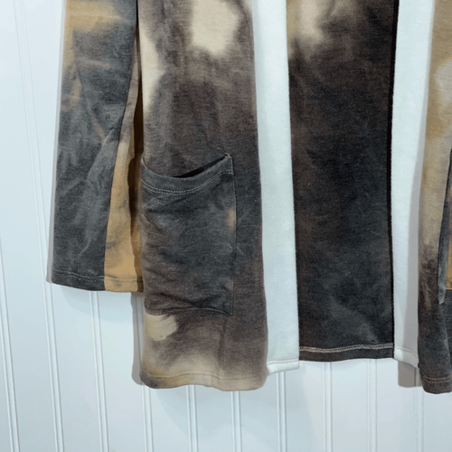 Open Front Tie Dyed Cardigan With Cream Trim Womens Large Brown Classic Workwear - Picture 3 of 10