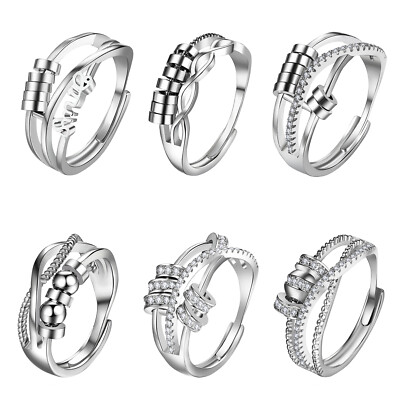 6pcs Anti Anxiety Rings For Women Stacking Rings Fidget Spinner Band Adjustable