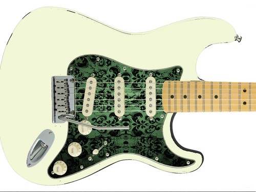 Pickguard Headstock Tremolo Skin Wrap Reskin for Guitars - Black Damask 867 - Picture 35 of 35