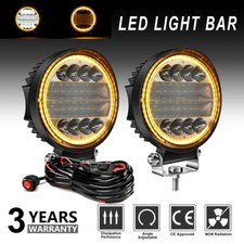 Pair 5inch Round Led Work Light Bar Spot Flood Offroad Driving Truck 4wd Wire