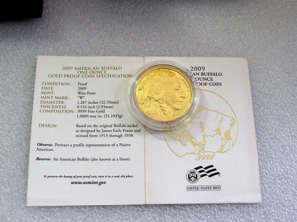 2009-W USA 1 Tr. Oz. Proof 9999 Gold Buffalo Coin Box & COA - Image 4 of 4