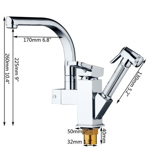 LED 360 ° Swivel Deck Mounted Faucet Basin Kitchen Pull Out Spray Sink Mixer Tap - Bild 2 von 7