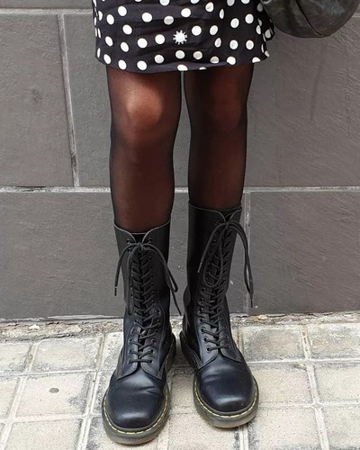 BOTAS DR MARTENS NEGRAS 1914 CUERO LISO ALTAS CON CORDONES TALLA UK 5 EU 38 - Imagen 2 de 7